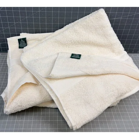 Lauren By Ralph Lauren Cream Bath Towels Pair 30"x54" 100% Cotton NWOT Vintage - Picture 1 of 6